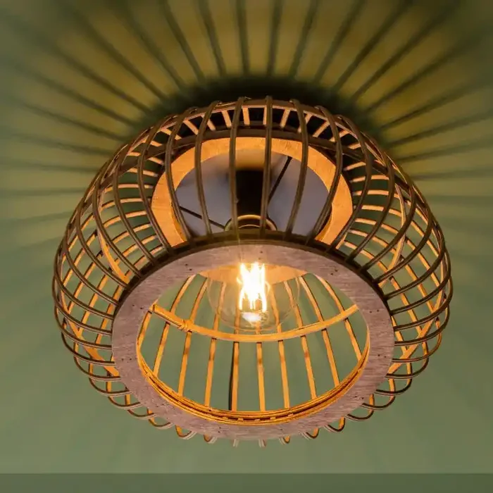 Deckenleuchte Lucas, braun, 24,5 x 40 cm, Rattan Innenleuchte