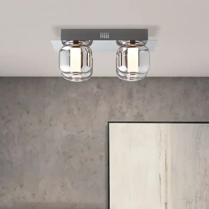 Deckenleuchte Martin, grau, 15 x 35 cm, Glas Innenleuchte