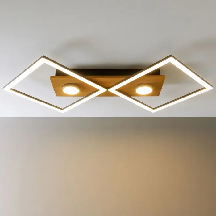 Deckenleuchte Vincent, braun, 70,7 x 35,4 cm, Holz Lampe