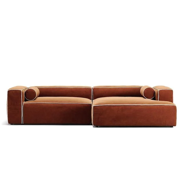 Decotique Grand Hue 3-Sitzer Sofa Chaiselongue Rechts Mondweiß/ Kupfer