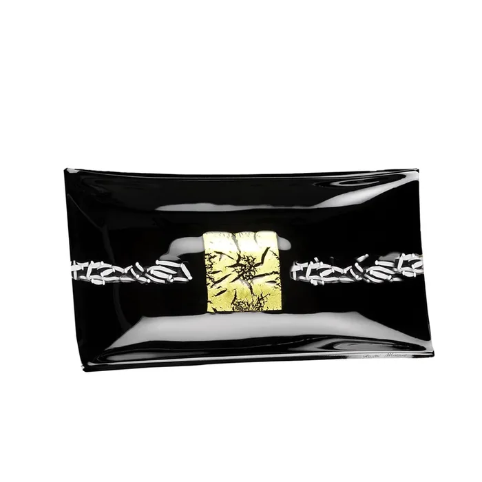 Dekorative Schale GOLD aus Muranoglas – Oval – H 4,5 x B 36 x T 23 cm