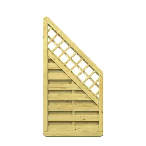 Dichtzaun XL Abschluss mit Gitter Kiefer kdi 90 x 180 – 90 cm 1736