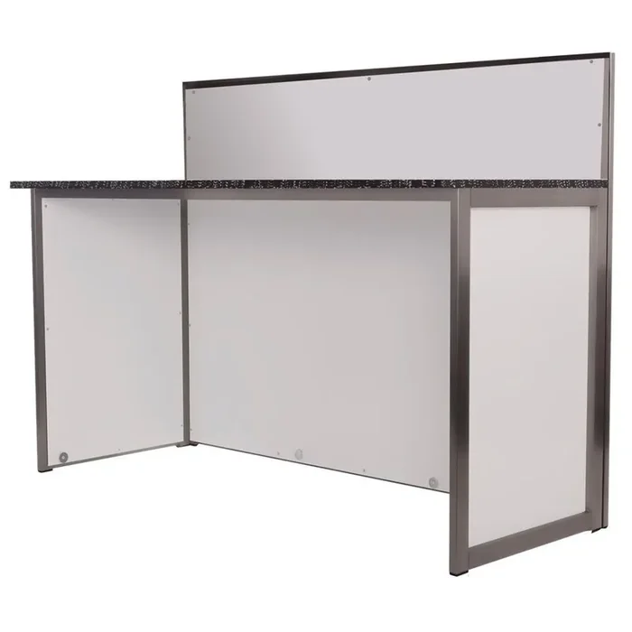 DJ table, professional design, made of stainless steel, 2 m, black PE, black/white