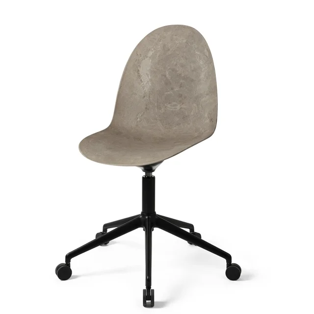 Drehbarer Esszimmerstuhl Mater Eternity mit Rollen, Holzabfall, Grau/ Schwarz