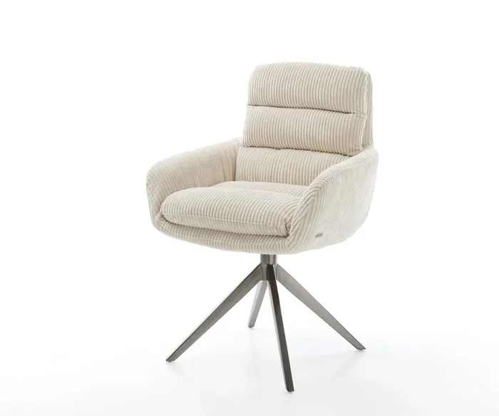 Drehstuhl Abelia-Flex mit Armlehnen Cord Beige Kreuzgestell breit Graphit 360° drehbar Wippfunktion