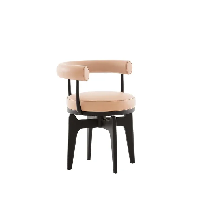 Drehstuhl aus Holz und Leder INDOCHINE von Charlotte Perriand für Cassina