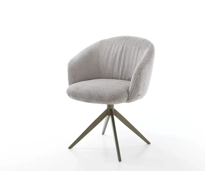 Drehstuhl Caja-Flex mit Armlehnen Cord Silbergrau Kreuzgestell breit Effektfinish Titan 360° drehbar Taschenfederkern