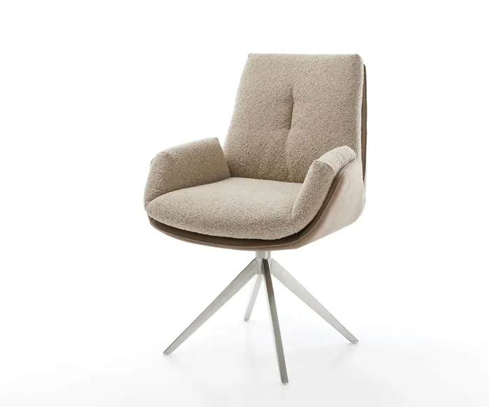 Drehstuhl Clea-Flex Materialmix Schlamm Kreuzgestell breit Edelstahl 360° drehbar Wippfunktion