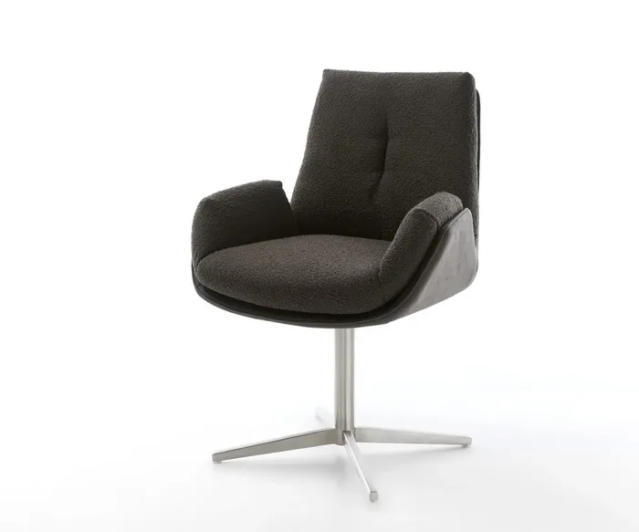 Drehstuhl Clea-Flex Materialmix Schwarz Fußkreuz Edelstahl 360° drehbar