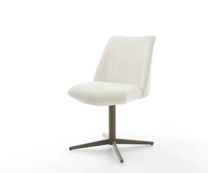 Drehstuhl Elso-Flex Bouclé Weiß Fußkreuz Effektfinish Titan 360° drehbar Taschenfederkern