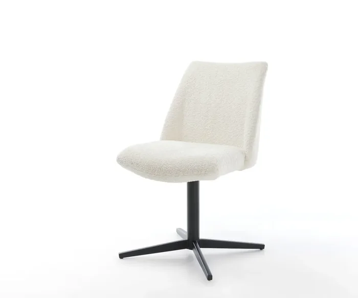 Drehstuhl Elso-Flex Bouclé Weiß Fußkreuz Schwarz 360° drehbar Taschenfederkern