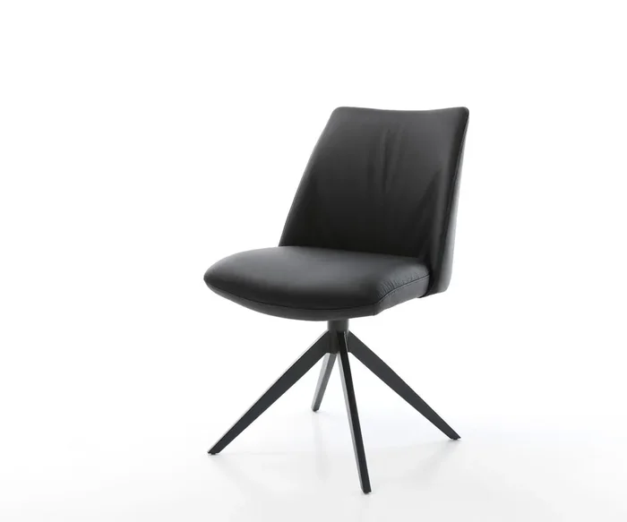 Drehstuhl Elso-Flex Echt-Leder Schwarz Kreuzgestell breit Schwarz 360° drehbar Wippfunktion Taschenfederkern