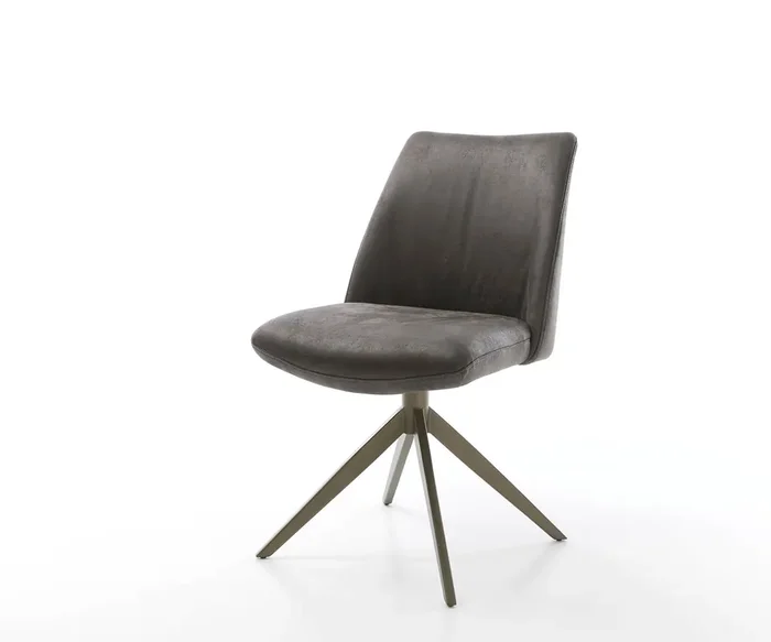 Drehstuhl Elso-Flex Mikrofaser Anthrazit Vintage Kreuzgestell breit Effektfinish Titan 360° drehbar Taschenfederkern