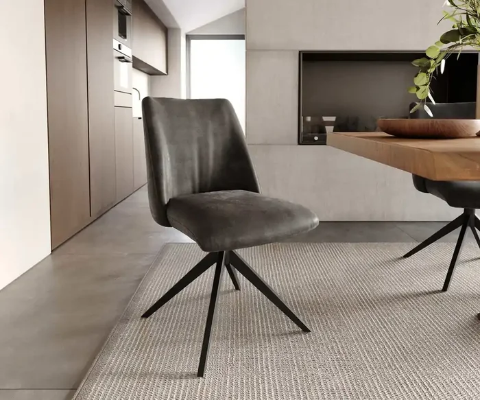 Drehstuhl Elso-Flex Mikrofaser Anthrazit Vintage Kreuzgestell breit Schwarz 360° drehbar Taschenfederkern