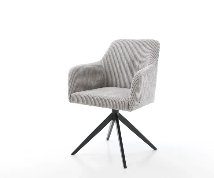 Drehstuhl Greg-Flex Cord Silbergrau Kreuzgestell breit Schwarz 360° drehbar Wippfunktion Taschenfederkern