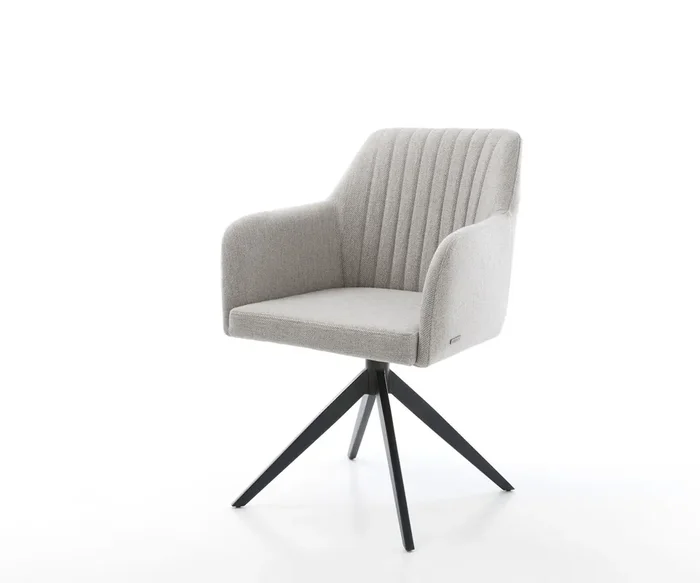 Drehstuhl Greg-Flex Stripes Hellgrau Kreuzgestell breit Schwarz 360° drehbar Wippfunktion Taschenfederkern