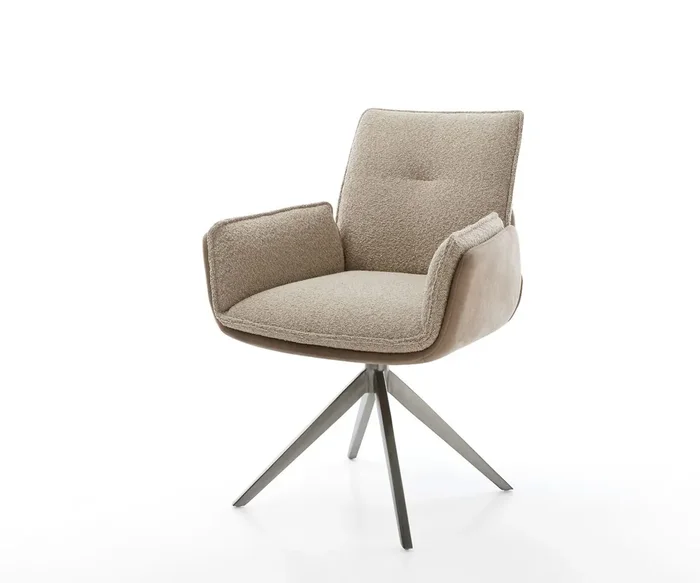 Drehstuhl Nela-Flex Materialmix Schlamm Kreuzgestell breit Graphit 360° drehbar Wippfunktion