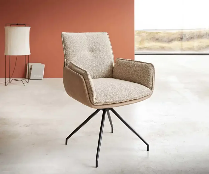 Drehstuhl Nela-Flex Materialmix Schlamm Kreuzgestell konisch Schwarz 180° drehbar