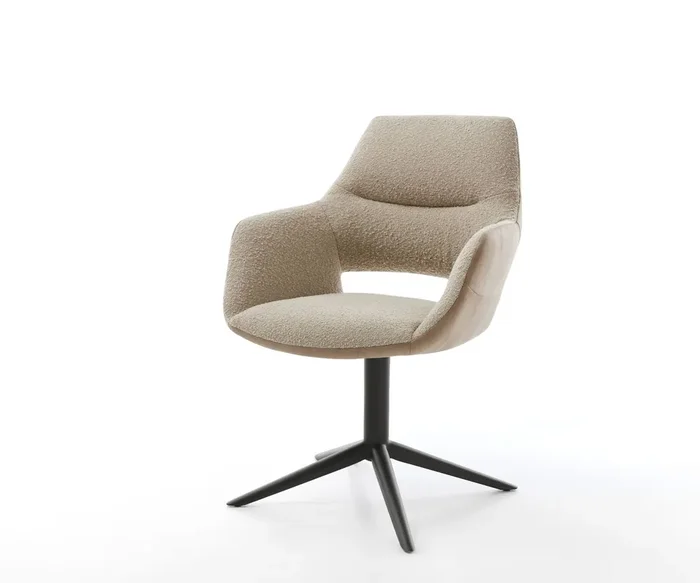 Drehstuhl Yago-Flex mit Armlehnen Materialmix Schlamm Fußkreuz Schwarz 360° drehbar Wippfunktion Taschenfederkern