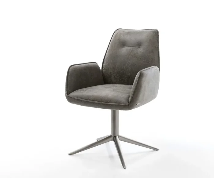 Drehstuhl Zoa-Flex Mikrofaser Grau Antik Fußkreuz Graphit 360° drehbar Wippfunktion Taschenfederkern