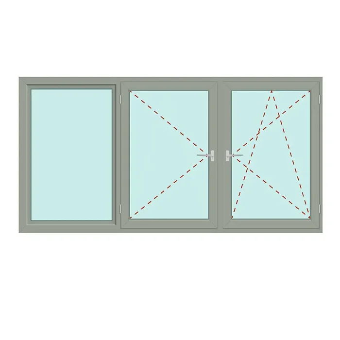 Dreiteiliges Fenster Fix im Rahmen + Dreh + Dreh/Kipp – IDEAL 5000