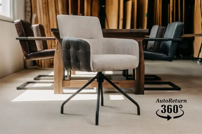 Echtleder Esszimmerstuhl mit Textilsitz Godric-Z