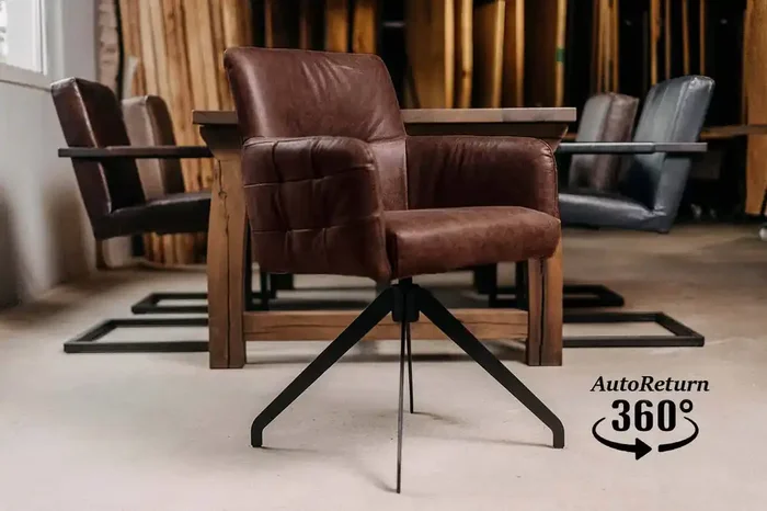 Echtlederstuhl Sitzschale drehbar Godric-W