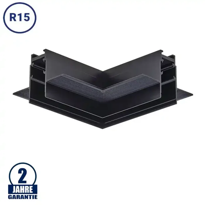 Eckstück R15 Einbau V2 für 48V Stromschiene Magnetic Line Schwarz