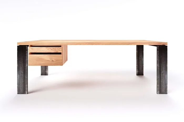 Eiche Massivholz Schreibtisch modern Karuk 15