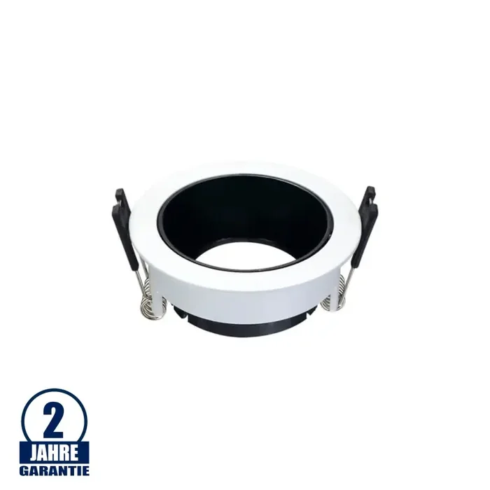 Einbaurahmen für LED GU10 Rund Weiß mit schwarzem Reflektor