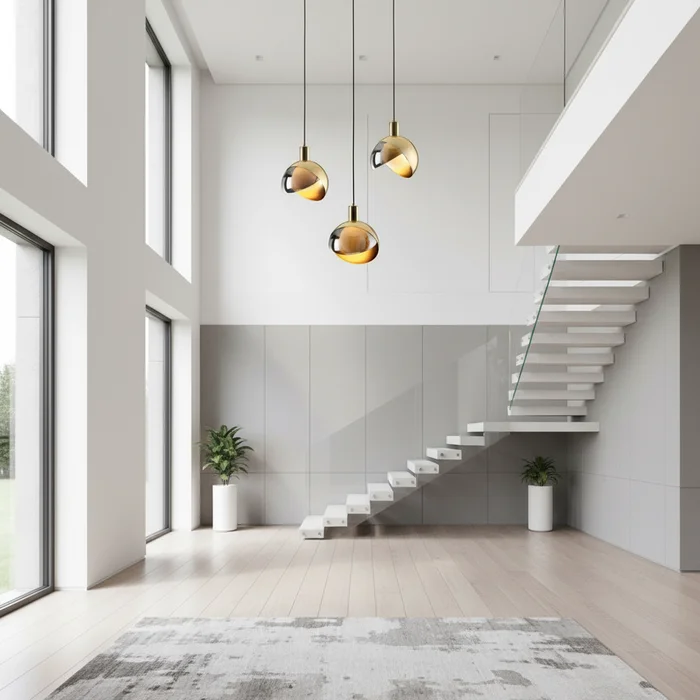 Elegante Pendelleuchte aus Goldglas für Esszimmer