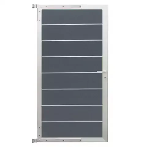 Elephant Zauntor Modular 180 WPC steingrau 90x176cm, Leiste Silber inkl. Beschlag