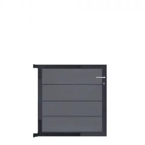 Elephant Zauntor Modular 91 WPC steingrau 90x93cm, Leiste Anthrazit – DIN links inkl. Beschlag