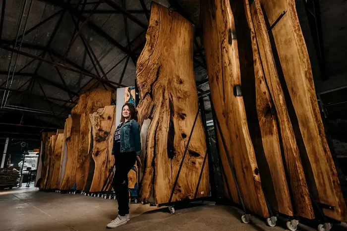 Epoxy Baumscheiben Platte Eiche massiv 381 x 119 x 5,5 cm