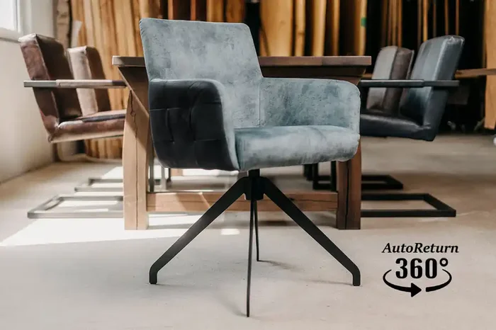 Essstuhl drehbar Velour-Samt Leder Godric-W