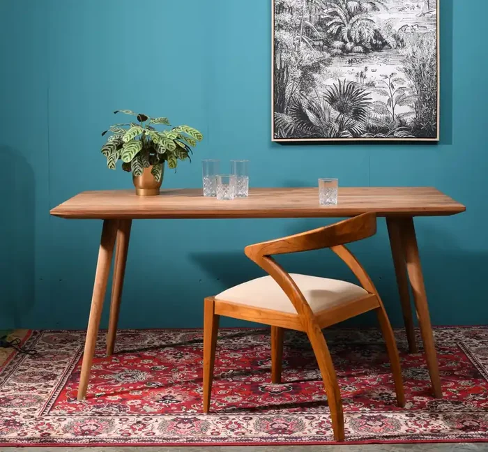 Esstisch Retro Massivholz Trapez Akazie Natur 180/90