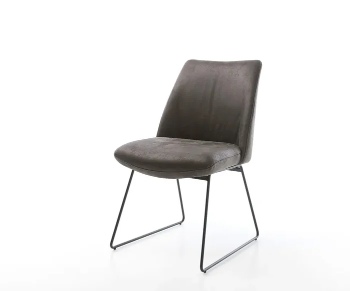 Esszimmerstuhl Elso-Flex Mikrofaser Anthrazit Vintage Kufengestell Schwarz Taschenfederkern