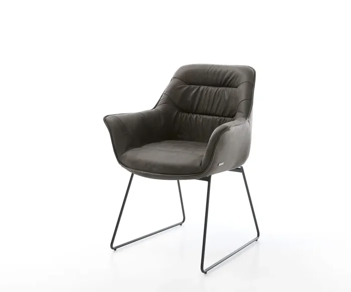 Esszimmerstuhl Kaira-Flex Mikrofaser Anthrazit Vintage Kufengestell Schwarz