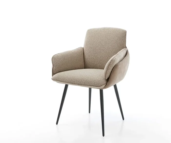 Esszimmerstuhl Luan-Flex mit Armlehnen Materialmix Schlamm 4-Fuß konisch Schwarz