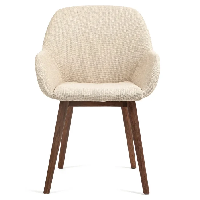 Esszimmerstuhl mit Armlehnen aus Stoff und Eichensockel Zago [Größe 58×54/83 cm]