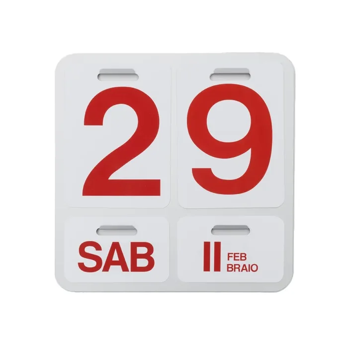 Ewiger Aluminium-Kalender FORMOSA Weiß von Enzo Mari – Einzel / Schwarz / ES