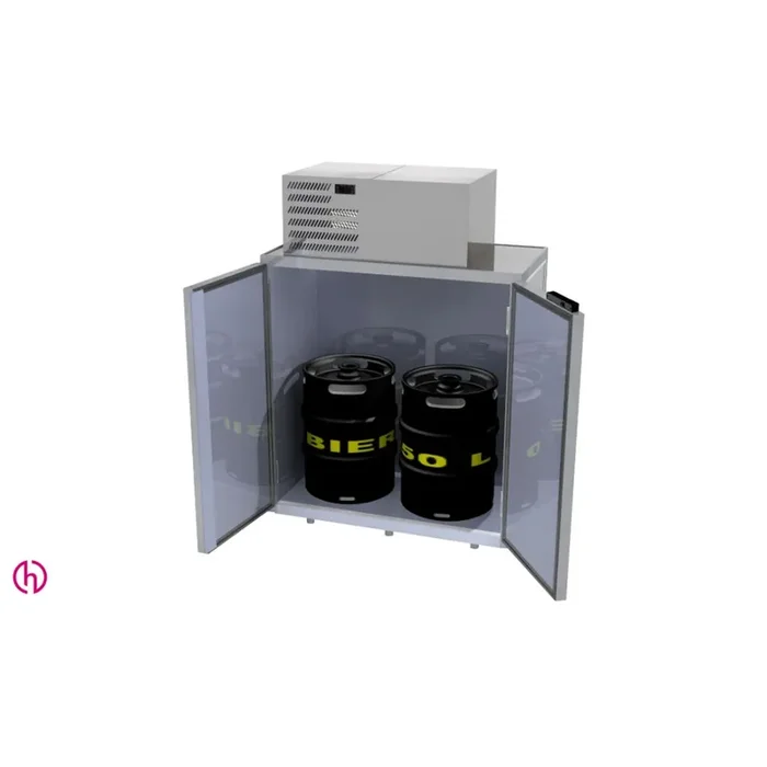 Fasskühler für 2/4 Fässer (50l/30l) mit aufgesetztem Kältesatz, Chromstahl, 1-reihig (nebeneinander)