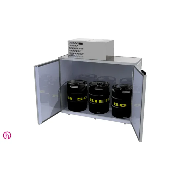 Fasskühler für 3/6 Fässer (50l/30l) mit Kältesatz seitlich rechts, Stahlblech (verzinkt), 1-reihig (nebeneinander)