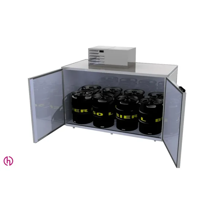 Fasskühler für 8/16 Fässer (50l/30l) mit aufgesetztem Kältesatz, Stahlblech (verzinkt), 2-reihig (hintereinander)