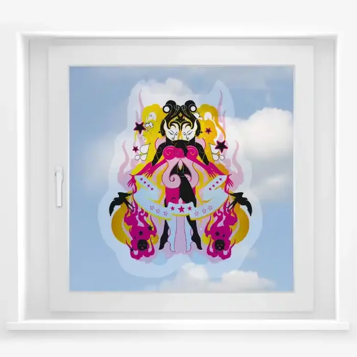 Fensterbild LA Ink Zwillinge im Farbchaos