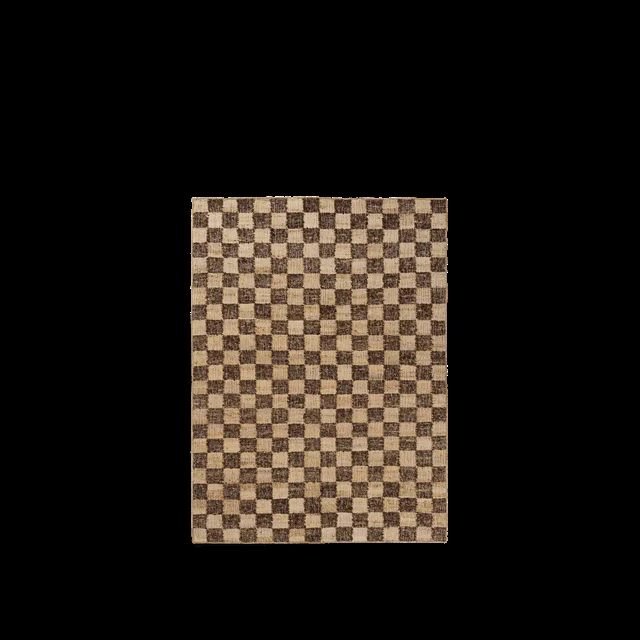 Ferm Living Karo-Woll-Jute-Teppich 140 x 200 Kaffee/Natur