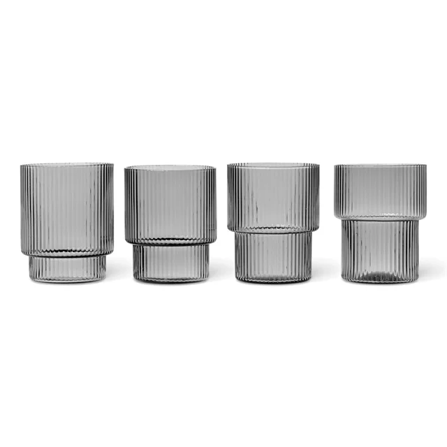Ferm Living Ripple Glas 4er-Set Geräuchert