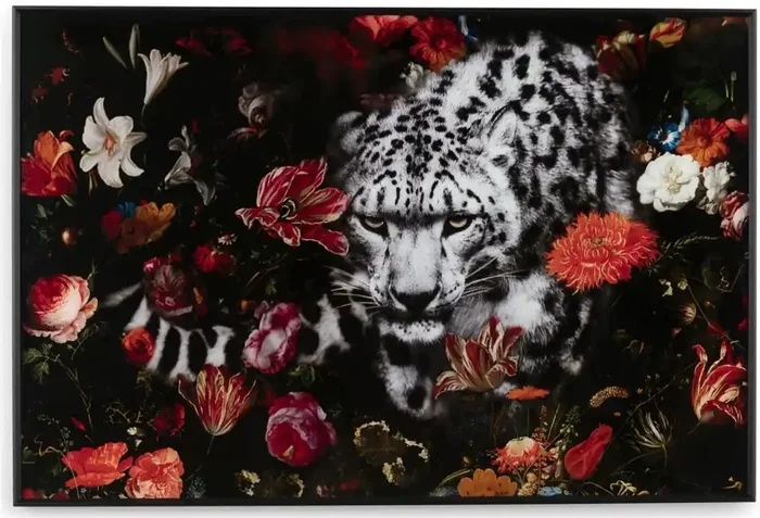 Floral Cheetah Bild 120x80cm – Mehrfarbig