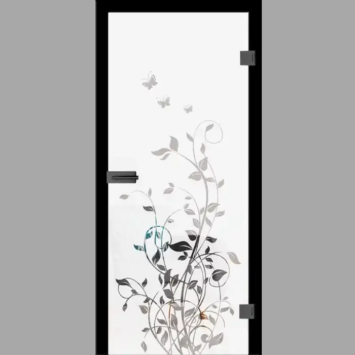 Flowers 5 Motiv klar Glastür – Ganzglastür / Komplettset mit Zarge von Erkelenz