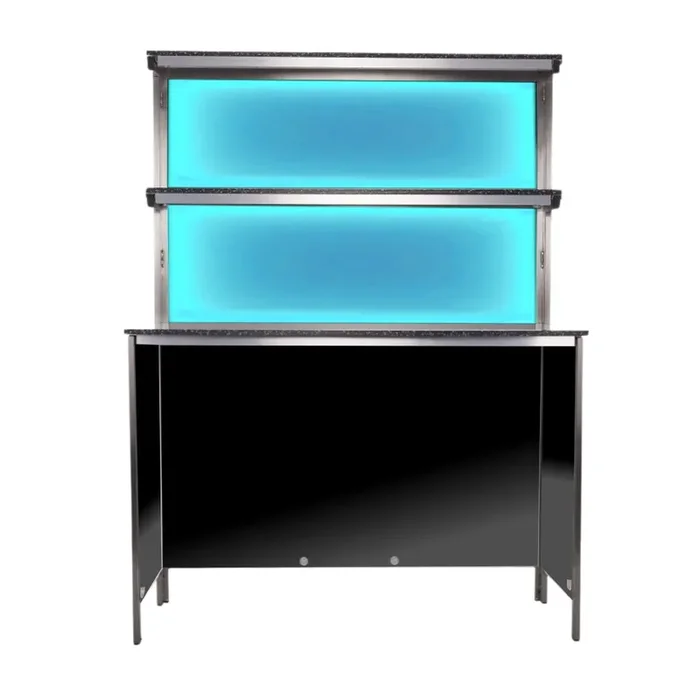Foldable LED rear buffet made of stainless steel 1.25 m White PE granite